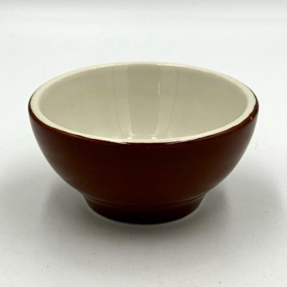 Hall China Vintage Brown & White Ceramic Bowl 4" Dia MPN 561 Mid-Century
